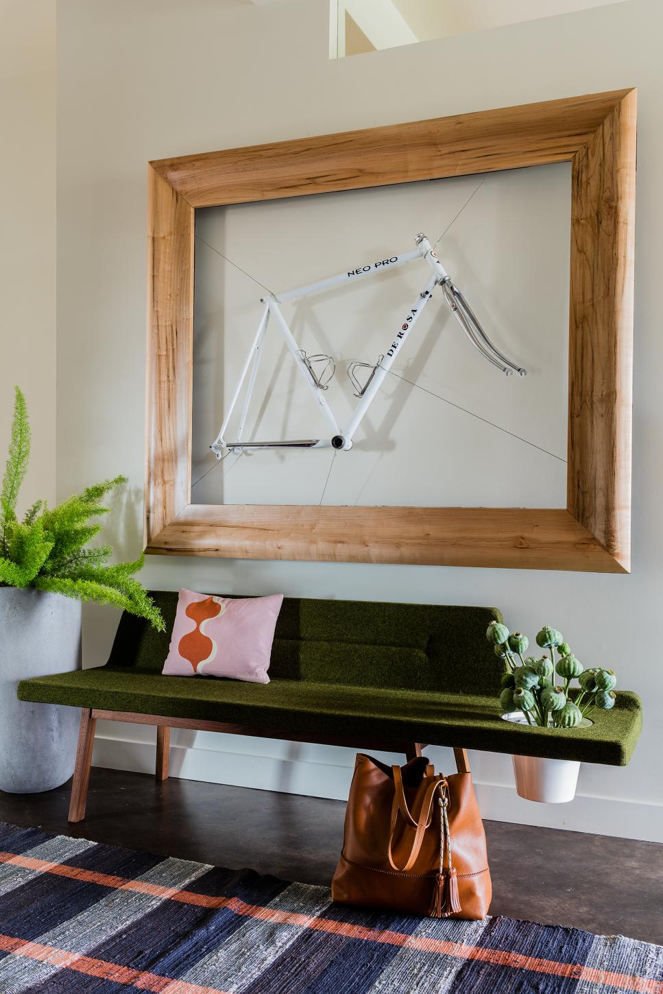 Eclectic Foyer With Green Sofa Foyer With Green Sofa
