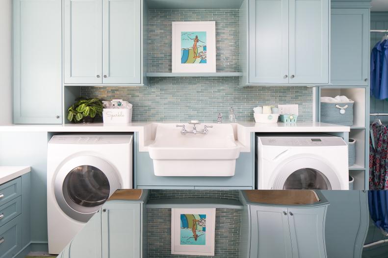 Blue Transitional Laundry Room 