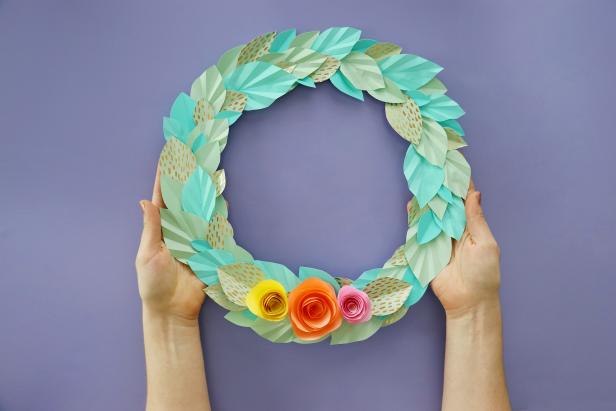 Hot glue your flowers to the wreath