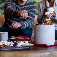Roasting Marshmallows on a DIY Tabletop Fireplace