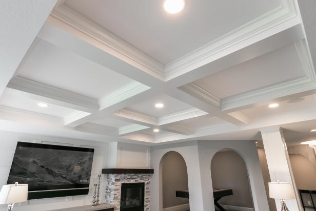 Coffered Ceiling in Finished Basement 