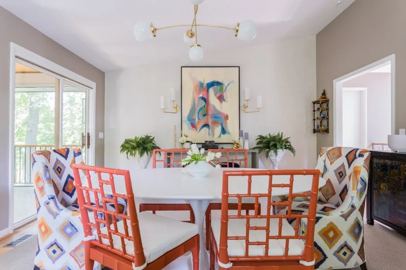 Dining Area With Coral Chairs