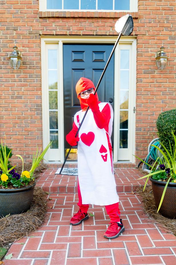 The whimsical playing card soldiers from Alice in Wonderland is an easy DIY costume that kids will love.
