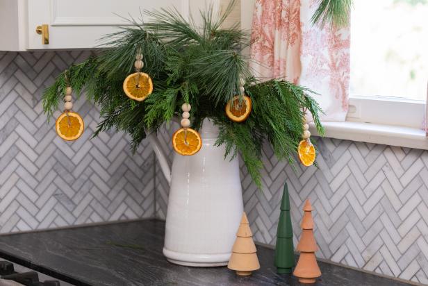 Dried Orange Slice Ornaments on Greenery