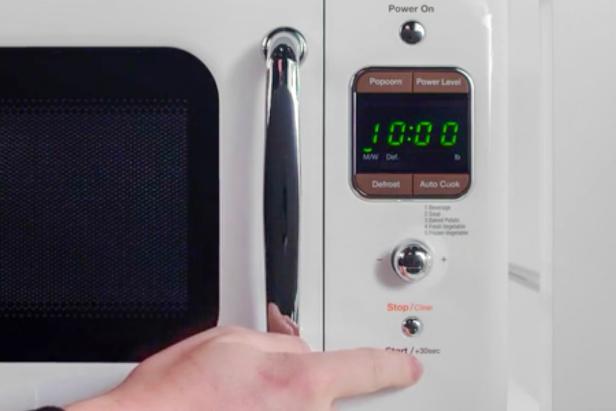 Set the time for two minutes or until the inside of the microwave is steamy.