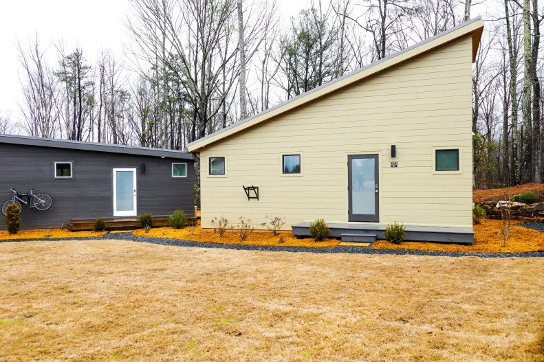 You'd never guess this micro home, dubbed the "Slice Loft" was just 418 square feet. It's packed with stylish details and a real feeling of openness once you step inside.