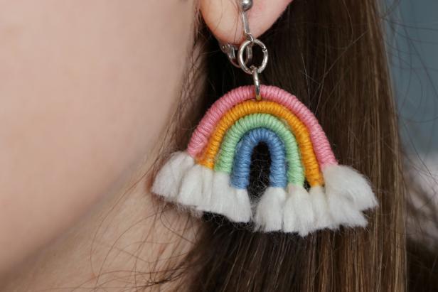 Repeat all of those steps to make a second one, and then it’s time to rock your boho rainbow earrings!