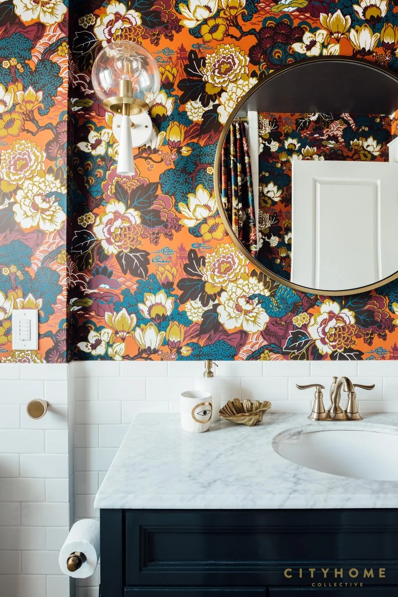 Bathroom and Floral Wallpaper