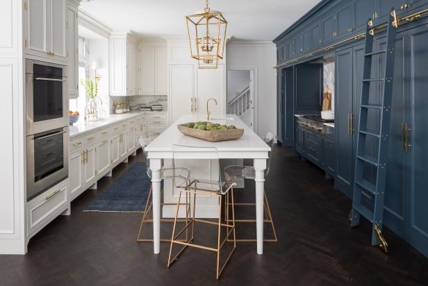 Navy Blue and White Kitchen Cabinets