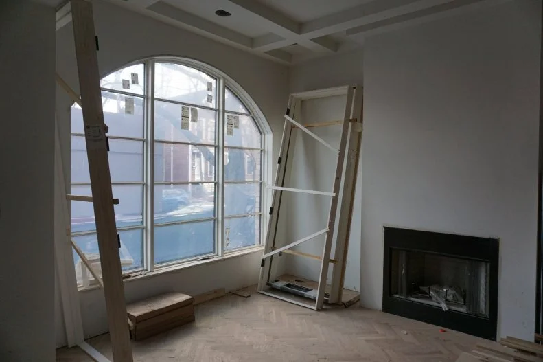 Before photo of front living room as seen on HGTV's Windy City Rehab.