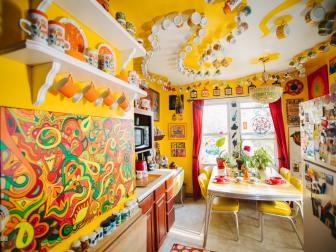 Eclectic Yellow Kitchen Full of Vintage Collectibles 