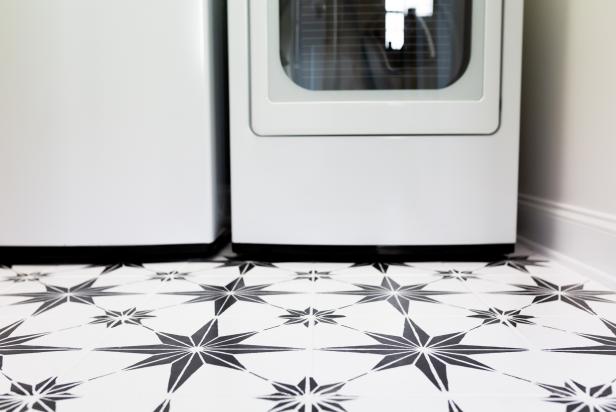 Remodeling on a budget? Give outdated floors a refresh with our step-by-step guide to painting and stenciling ceramic tile. All you need are a few basic supplies and a free weekend to totally transform the look of a laundry room, bathroom or anywhere in your home that's plagued by old or dirty tile. The best part? You can do it all for less than $75 and with no special equipment.
