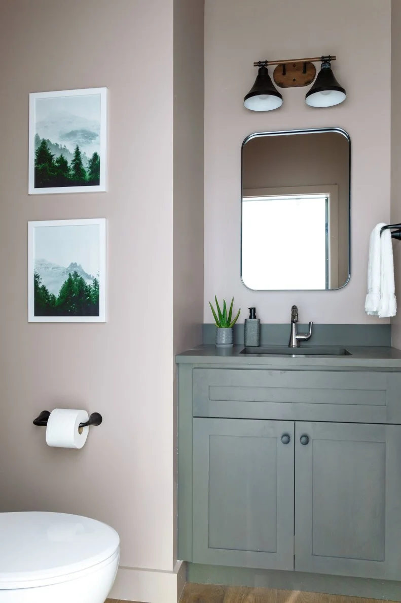 Warm Neutral Tones in Powder Room