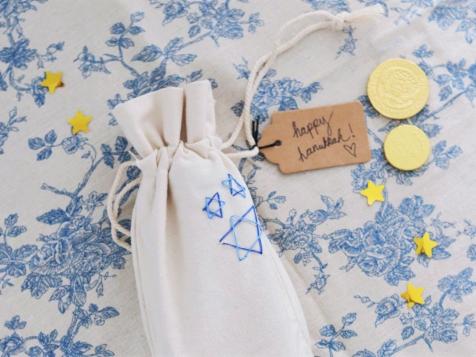 Hanukkah Gift Idea: DIY Embroidered Olive Oil Bag