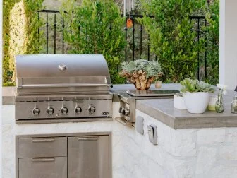 Stainless Steel Grill and Succulents