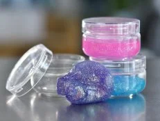 Purple, blue, and pink slime 