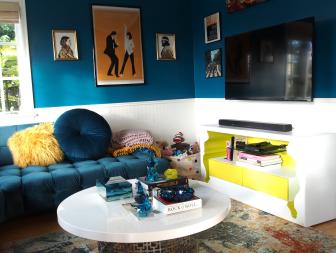 Eclectic Blue Living Room 