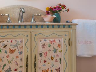 Traditional Nursery Bathroom Vanity With Hand Painted Butterflies and Moths