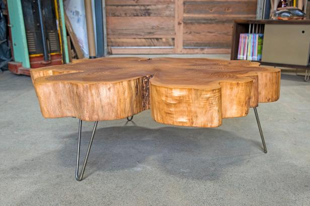 Cypress Cloud Table With Hairpin Steel Legs Sits in Tacoma Studio