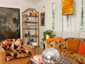 Megan Housekeeper's Texas Tiki Meets Wes Anderson Style Living Room
