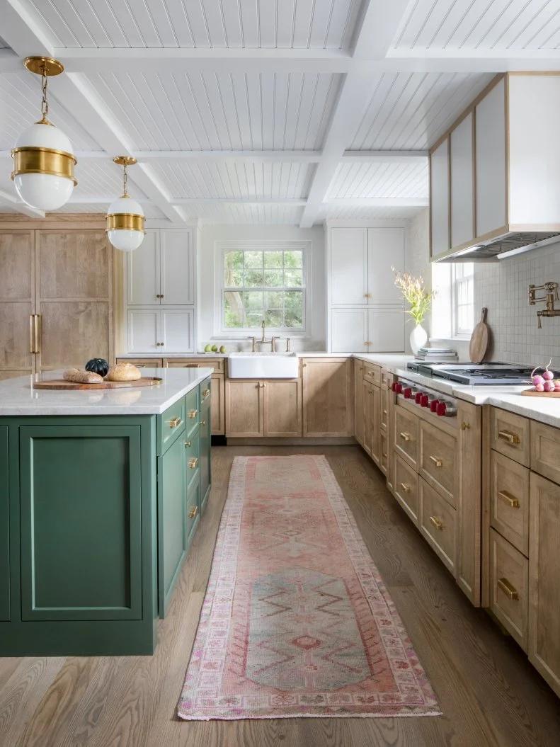 Kitchen With Green Island