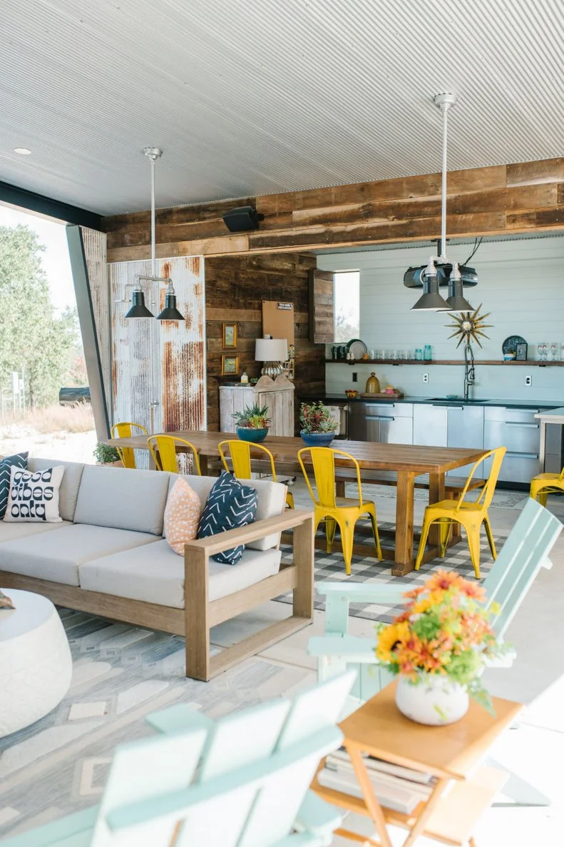 Open Living Space With Dining Table and Sectional