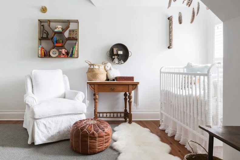 Nursery With Hardware Floors and a Crib Nook