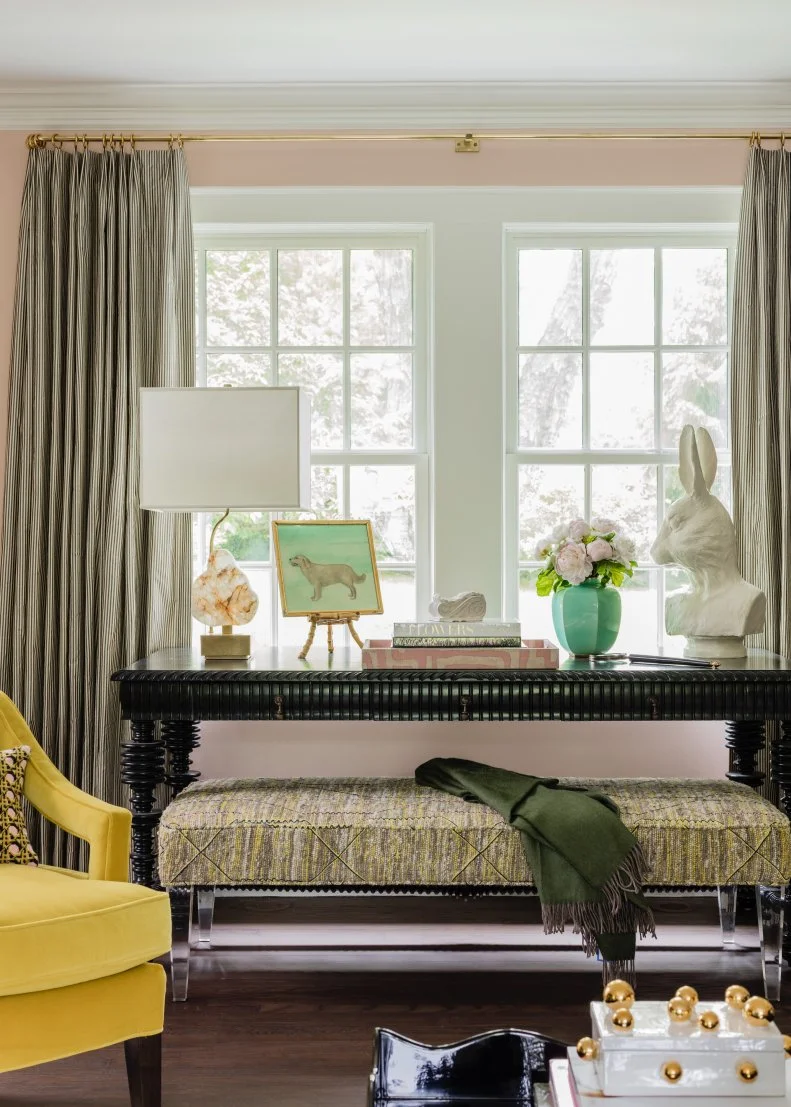 Console Table and Rabbit Sculpture