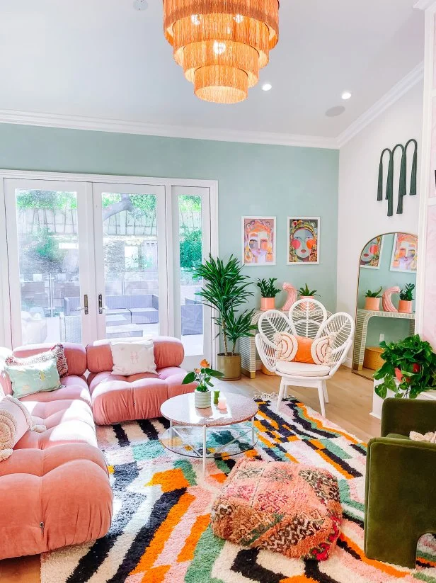 “This room has elements from midcentury to art deco—with color, pattern, and fabric being the main thread tying them together," says Danielle Nagel, Owner, Dazey Den in Los Angeles, California.
