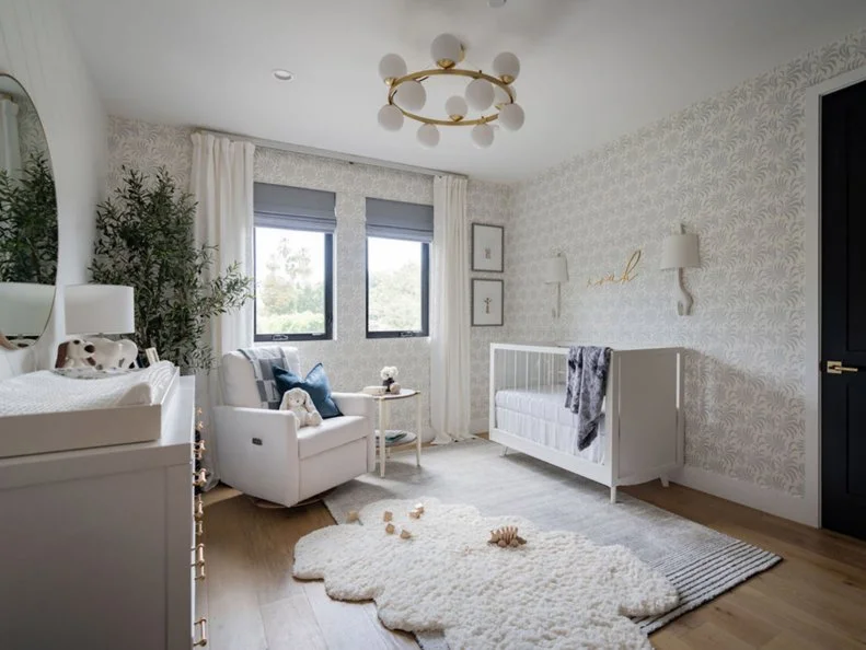 Gray Nursery With Sheepskin Rug