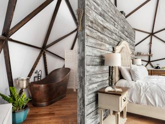 Interior of a Luxurious Geodesic Dome at Bolt Farm Treehouse