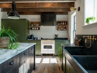 Forest Green Farmhouse Style Kitchen