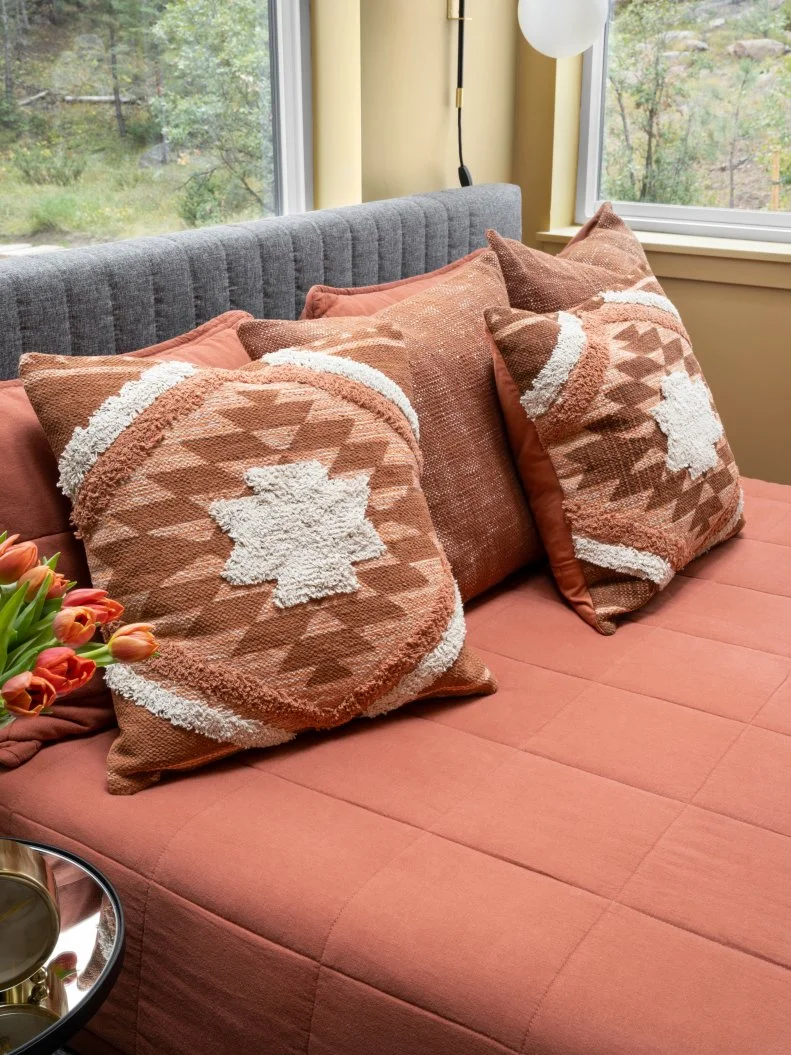 Bed With Orange Pillows