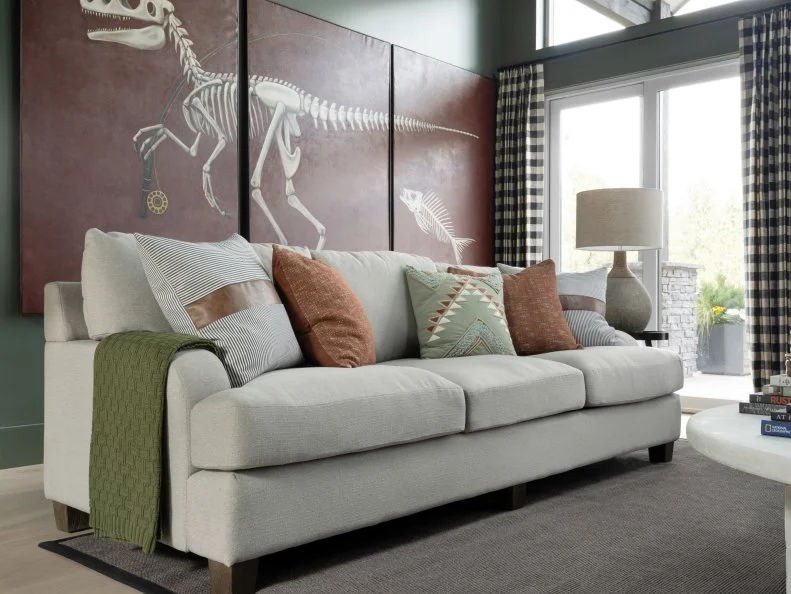 Beige Sofa With Green Throw