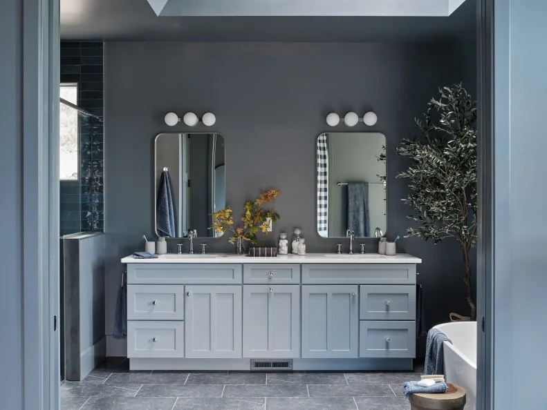 Gray Bathroom With Tree