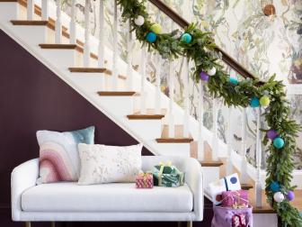 Traditional Staircase Decorated for Christmas