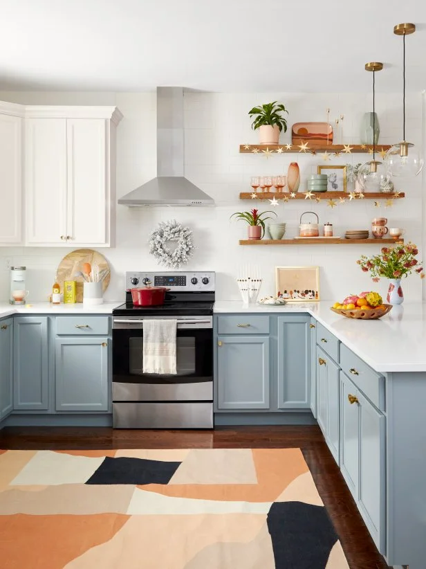 Modern Kitchen With Blue Cabinets