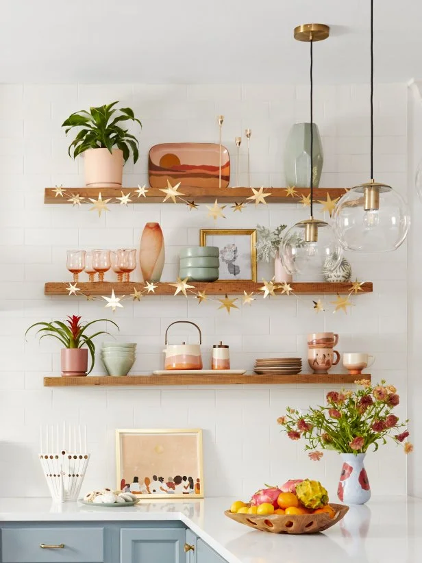 Floating Wood Kitchen Shelves