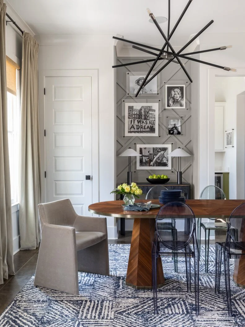 Eclectic Dining Room With a Gallery Wall