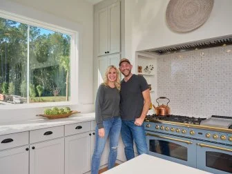 Dave and Jenny Marrs in their finished kitchen for episode 1, season 3, Rock the Block.