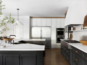 Black and White Chef Kitchen With Branches