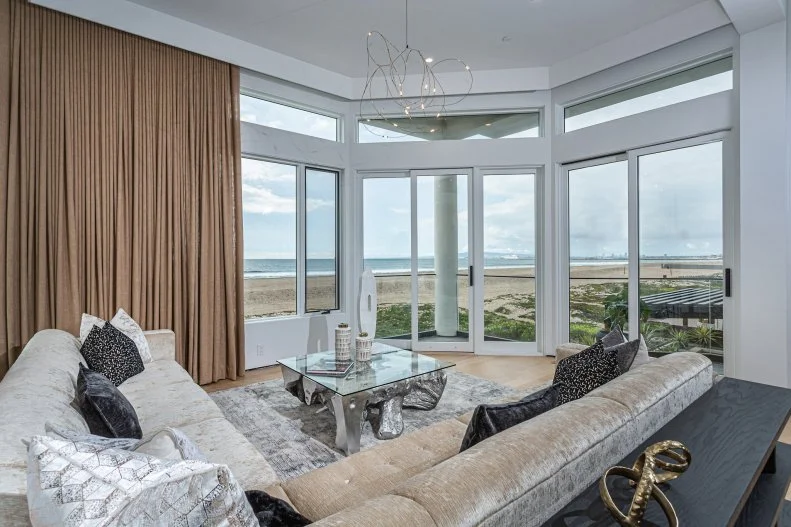 Living Room With Gold Curtains