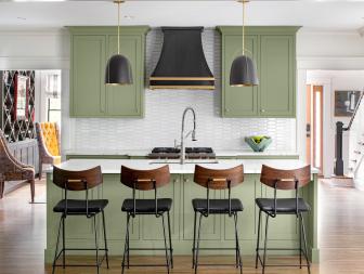 Transitional Green Kitchen