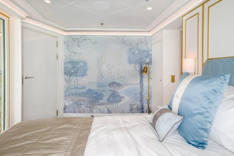 Bedroom With Floor-to-Ceiling Mural of Sleeping Beauty Castle