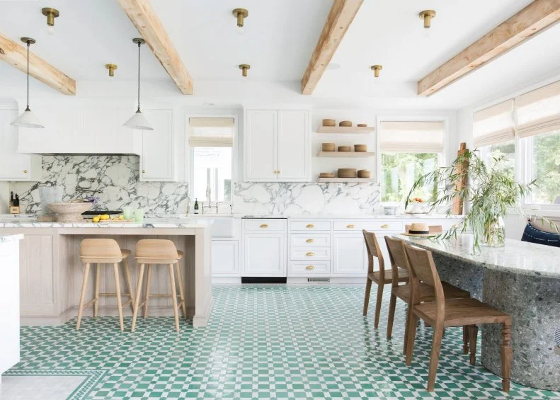 Bright Kitchen Features Neutrals and Colors