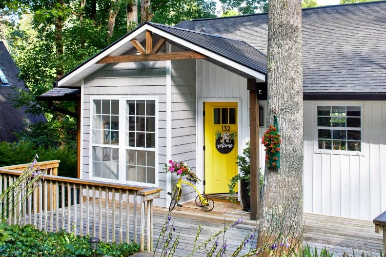 Cottage With Yellow Front Door