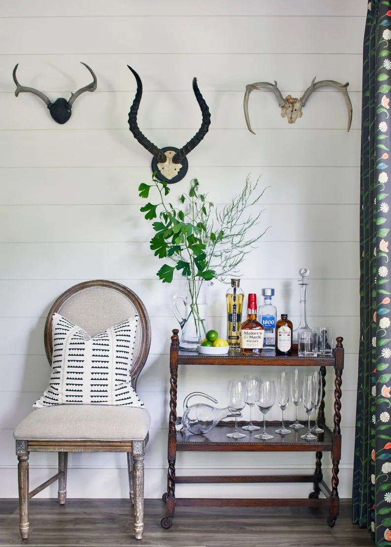 Antlers and Bar Cart