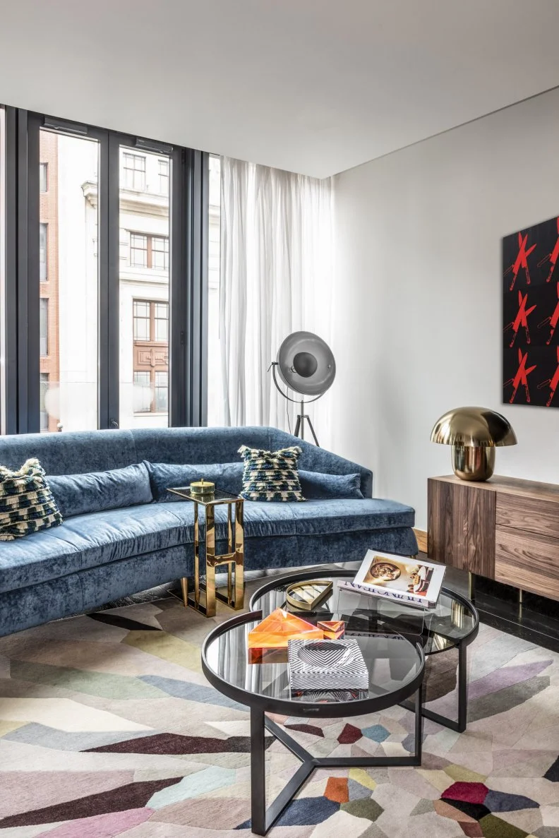 Blue Sofa in Living Room