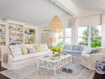 Blue and White Farmhouse Living Room