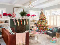 Colorful Living Room With Vintage Holiday Decorations